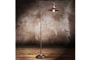 HKLY Lampadaire LED Vintage, Lampadaire sur Pied Salon E27, Style Industriel, Abat-jour en Métal, Lampe sur Pied Reglable pour Bureau Salle à Manger Salon Chambre