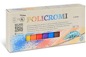 PRIMO Hobby & Professional - Gessi Colorati Carta e Superfici Porose, Colori per Artisti Coprenti Pastosi, Pastelli Colorati Acquerellabili Sfumabili per Cartoleria Lavoretti Creativi Hobby Street Art