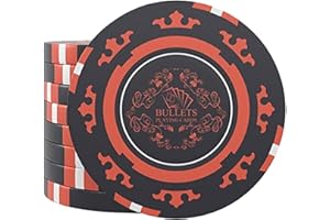 Bullets Playing Cards, 25 fichas de póquer de arcilla Corrado para set de póquer, sin valores, 14 g, 4 cm de diámetro, Color negro..