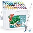 Ohuhu Alcohol Markers, 60 Colours Unique Slim Chisel and Fine Dual Art Marker Set for Colouring Drawing Sketching Highlighting - Alcohol Based Ink for Artists Adult Marker Pens