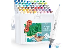 Ohuhu markers, 60+1 colori pennarelli ad alcool a doppia punta fine e sottile, inchiostro sfumabile e ricaricabile per artisti che colorano e disegnano personaggi dei Architettura Paesaggio - Kaala