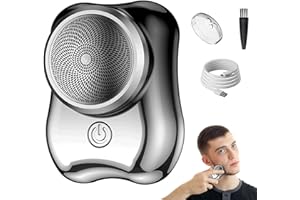 GBOKYN Mini maquinilla de afeitar eléctrica portátil, maquinilla de afeitadora eléctrica USB para hombres, cómoda maquinilla de afeitar eléctrica recargable, adecuada para el hogar, viajes - Negro