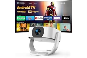 PURSHE 【Built-in Apps | Electric Focus】Native 1080P Mini Projector 4K Support with WiFi and BT, 500ANSI Auto Keystone 50% Zoom 270° Rotatable Portable for Bedroom/Outdoor, Remote/Mouse Control