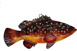 sicilia bedda - PESCI IN CERAMICA SICILIANA da Parete - Prodotti Artigianali realizzati a Mano (28x13, Cernia Bruna)