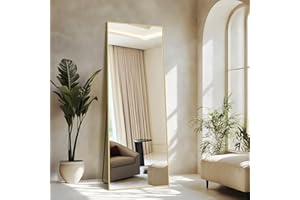 NIMURY Espejo de Pie 161 x 52 cm, Gran Espejo de Pared Rectangular con Marco de Aluminio Dorado, Espejo de Cuerpo Entero para Baño, Dormitorio, Entrada y Pasillo