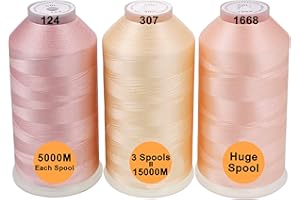 New brothread Set di 3 Carne (Pelle) Colori poliestere filo di ricamo macchina grande bobina 5000M per tutte le macchine da ricamo
