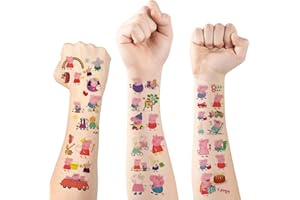 HVIERO 15 Blätter Tattoo Kinder Wutz Kindertattoos Hautfreundlich Kinder Tattoo Mädchen Jungen Wasserdicht Cartoon Temporäre Tattoos Kinder Tatoos Set Geburtstag Sticker Kinder Klebetattoos Aufkleber