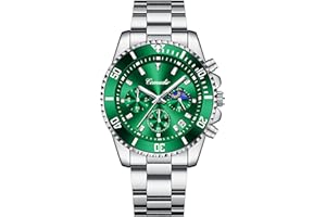 kieyeeno Orologio Uomo Cronografo Analogico, 30M Impermeabile Sportivo Orologio a LED da Polso Movimento al Quarzo Classico Luminoso