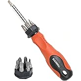 BUILDSKILL 6-in-1 Screwdriver Set with Interchangeable Bits (On Shaft) | Ergonomic Rubber Handle | Compact Screwdriver Kit fo