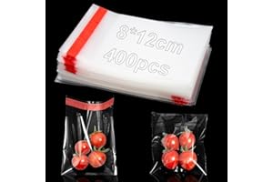 KINETOX 400 Pièces Sacs en Sachet Emballage Transparent Biscuit Petit Auto-adhésifs Sacs Sachet Cellophane Transparents 8 x 12 cm OPP Emballage pour Biscuits Bonbons Chocolat Bijoux Boucles d'oreilles