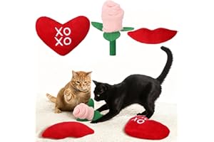 Jenaai 3 Pcs Valentine's Day Cat Toys Holiday Pet Toys, Stuffed Plush Crinkle Toy for Kitty, Interactive Play for Cat, Gifts for Pet Owners Holiday Kitty Lover Gift