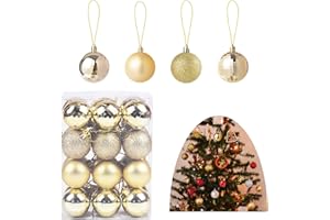 Alppihym 24 Bolas de Navidad 4cm - Decoración navideña de plástico, Rojo, Plata, Oro - Adornos para árboles de Navidad