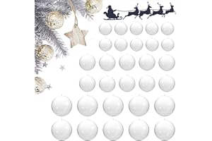 PROFIKLA 30 PCS 8cm, 6cm, 5cm Clear Fillable Christmas Baubles, Personalized Christmas Tree Decorations, DIY Clear Plastic Baubles, Make Your Own Baubles