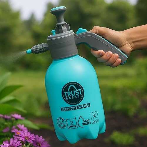 TrustBasket Premium Pressure Sprayer 2 Litre (Aqua Blue) | Pressure Spray Bottle for Plants | Gardening Water Pump Sprayer | Plant Spray Bottle for Garden | Spray Bottles for Gardening,