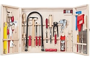 Pebaro 419 profesjonalna szafa do piły liściastej, 33 części, kompletny zestaw w drewnianej szafce, narzędzia stalowe, łuk do piły liściastej Made in Germany, wiertarka, drewno, piła do wyrzynarek,