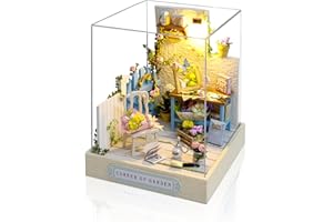 Cuteefun Casa en Miniatura para Principiantes para Construir, Kit de Casas de Manualidades DIY con Muebles Guardapolvo y Herramientas, Idea de Regalo Creativa (Esquina del Jardín)