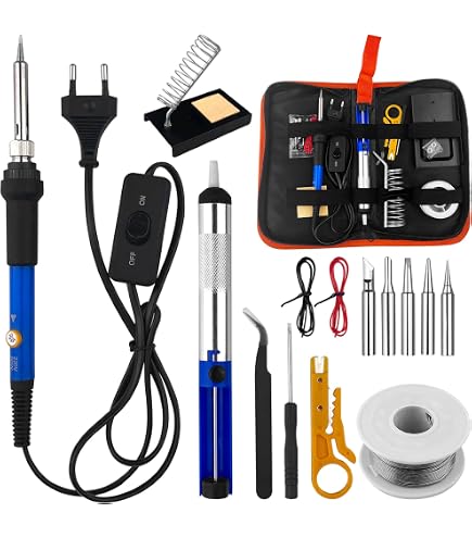 Kit Soudure Dessoudure Erzekrim - Pompe à Dessouder + étain + Mèche + Pince - Professionnel