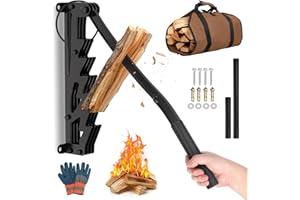 Monucep Holzspalter Manuell，Manueller Holzspalter mit langen Handgriff，Tragbarer Brennholzspalter für Weichhölzern ，Handholzspalter mit Brennholzsack，Spalter Holz für Indoor & Outdoor，Schwarz