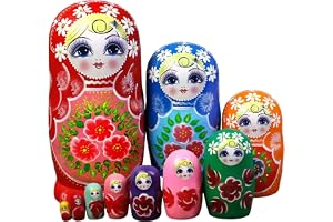 Peosaard Ryska dockor ryska häckande dockor 10 stycken/set matryoshka stapelbar trä för barn, vuxna, hem hylldekoration Matryoshka docka