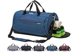KASIBON Sports Gym Bag with Shoes Compartment and Wet Pocket, Travel Duffle Bag for Men and Women
