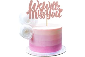 Blumomon 1Pcs Rose Gold Glitter We Will Miss You Cake Topper for Job Change Retirement Graduation Party Cake Decorations