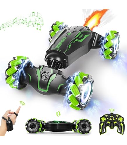 Tecnock 2025 Amfibische op afstand bestuurbare autoboot, 4WD Gesture RC auto's met magnetisch opladen, 60 minuten speeltijd, LED-verlichting, zwembadspeelgoed voor kinderen van 6-12 jaar