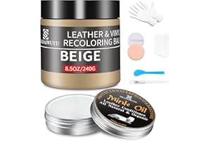 SHADAIWUYU Kit Reparation Cuir,240g Teinture Cuir Beige avec 100ml Entretien,Peinture Cuir Liquide pour Réparer les éraflures et la Décoloration sur Canapés,Vinyle, Sièges d'auto, Chaussures et Selles