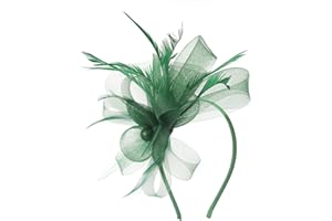 Hotstylezone Bead Loop Feather Fascinator On Headband For Women Wedding Ascot Races (emerald green, one size)