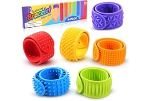 KOVSGQ Fidget Toys Schnapparmbänder Sensorik Spielzeug Armband Autismus Spielzeug 6Stk Texturiertes Silikon Slap Armband Sensorische Slap Armbänder Snap Armbänder für Kinder Jugendliche und Erwachsene