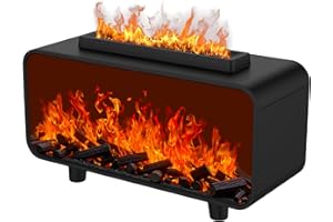 Hianjoo Difusor de Aromas Humidificador 200ml, Aroma Diffuser con Efecto de Llama Pequeño Ultrasónico de Aromaterapia 7 Colores Románticos para Yoga Salon SPA Vivir Dormir Bañarse Hotel (Chimenea)