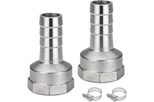 TOOLKNIGHT 2 Stück Edelstahl Schlauchtülle Innengewinde, 10 mm Barb G1/2 Zoll Innengewinde Rohradapter, DN15 Edelstahl Schlauchanschlus, Barb Schlauchanschluss, geeignet für die meisten Rohrverbindungen