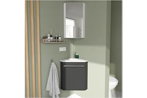 MOB-IN SKINO - Juego de lavado de manos esquinero (lavabo, espejo), color gris