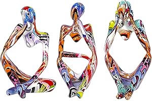 ARVALOLET 3pcs Abstract Modern Thinker Sculpture Graffiti Resin Abstract Character Figurines Ornaments for Office Study Shelf