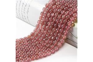 OUUBUUY Perle Pierre Naturelle,45 pièces 8mm Fraise Quartz Pierre Naturelle pour Bracelet,Perles pour Bracelet Bijoux