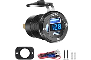 Daakro 78 W metalowa obudowa 12 V USB C, gniazdo USB C USB 12 V, ładowarka samochodowa, adapter do papierosów, wtyczka USB z przełącznikiem, panel do samochodów kempingowych, motocykli, łodzi