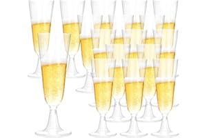 Lanovuto 50 Piezas Copas de Cava de Plastico, 160 ml Vasos Plastico Duro Reutilizable, Copas de Champagne de Plástico, Copos Vino, para Bodas, Fiestas, Cumpleaños