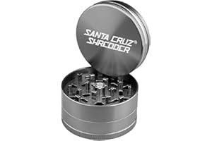 Santa Cruz Shredder Kräutermühle aus Metall, gerändelte Oberseite für stärkeren Halt, 3-teilig, groß, 6,9 cm, Grau