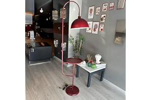 bamyum Gorkiede Douille E27 30 cm, Métal, Moderne, Salon et Chambre, Abat-Jour Réglable, Lampadaire avec étagère, Bordeaux