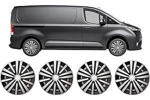 Darfox 17 inch Wheel Trims Set of 4 – Fits Vauxhall Vivaro, Astra, Zafira, Mercedes Vito, Citroen Spacetourer, Peugeot Traveller Expert, Fiat Scudo – Hubcaps for Steel Wheels – ABS with Metal Ring