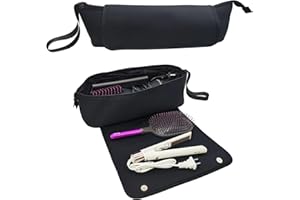 GENCAM Hair Tools Reisetasche, Flacheisen Tragetasche mit Innentaschen, Haarwerkzeuge Reiseetui und hitzebeständige Matte für Bügeleisen, Glätteisen, Lockenstab und Haarpflegezubehör (schwarz)