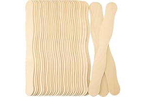 WISYOK 8 inch Craft Sticks, 120 Pcs, Wood Wavy Sticks, Fan Handles, Large Popsicle sticks for Crafts, Wedding Programs, DIY Crafting, Painting Mixing