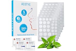 ACOTYE Anti Pickel Patch 245pcs 4 Größen Pimple Patches mit Teebaumöl, Salicylsäure und Niacinamide, Unsichtbare Tag-und Nacht