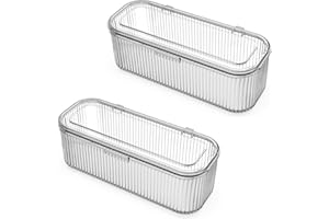 JessLab Organizador de Brochas de Maquillaje, Portalápices para Esponjas, Estuche de Almacenamiento Cosmético con Tapa, Caja para Tocador (2 Pack)