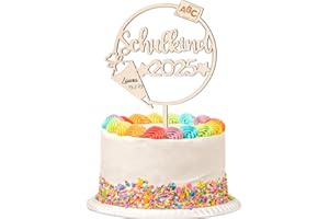BOOMTOP Tortendeko Einschulung Holz Schulkind 2025 Schulanfang Cake Topper Endlich Schulkind Mädchen Junge Kuchen Topper Einschulung Deko Torte Kuchendeko Cupcake Topper 1. Schultag Tortenstecker
