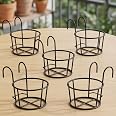 ecofynd 5 Pack Round Metal Hanging Flower Pot Stand For Railing planters, Gamla stand Pot Holder for Balcony decoration items