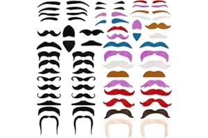 EQLEF Party Mustaches Self Adhesive, 60 Pcs Fake Moustache Eyebrows Costume Novelty Mustaches For Party Masquerade Performance Multicolor Multi Styles