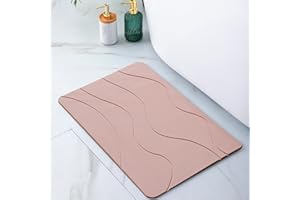 Pure 4Home - Alfombrilla Diatomita Baño Piedra | 60cmx39cm Lija y Tapete incluidos | Alfombra Baño Diatomita | Alfombrilla Baño Diatomita | Alfombra Diatomita Baño (Waves Rosa)