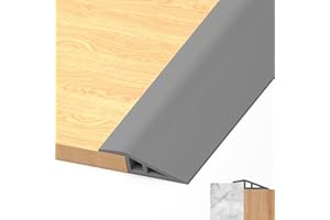 LIHIQIYA Barre de Seuil Adhesive 5CM x 1M, Bande de Transition de Sol Autocollante en PVC Seuil de Porte Adhesif Barre de Seuil Rattrapage de Niveau pour Hauteur du Seuil 5-10mm (Gris)