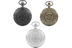 Shengxi 3 Stück Vintage Taschenuhr, Retro Arabisch Ziffern Quarz taschenuhr, Taschenuhr mit Kette, Retro Taschenuh r Herren mit Kette, Taschenuh r für Männer Frauen Vater Opa Geburtstag Jahrestag