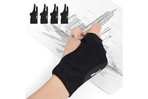 OTraki 4 Stück Zeichnen Künstler Handschuh, Artist Antifouling Gloves, Antifouling Zeichenhandschuh, Atmungsaktiv Elastisch Digitale Finger Sleeves für Linke und Rechte Hand Graphics Tablet